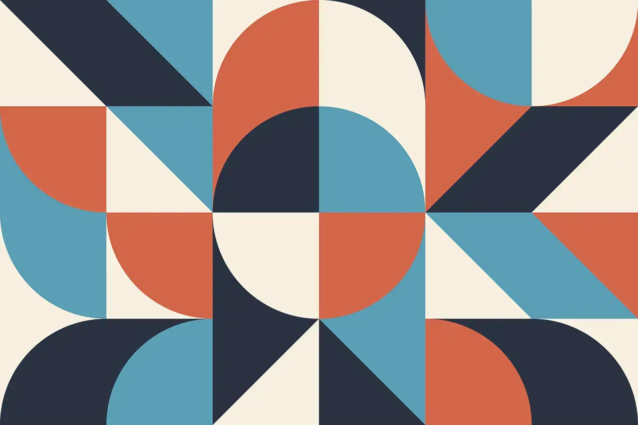 Geometric color system showing how repeated shapes and colors build visual memory in brand identity